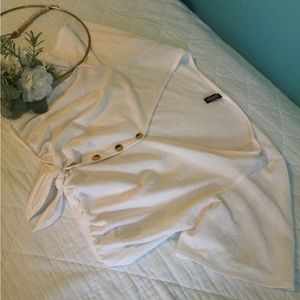 H&M Divided Retro Boho Crop Top Off-White Sz M